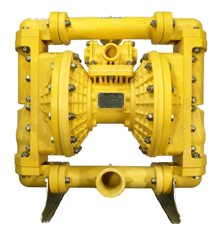 Самовсасывающий диафрагмовый насос из пластмассы для промышленной эксплуатации Pumps 2000 со шламовыми клапанами Yellow 2 дюйма