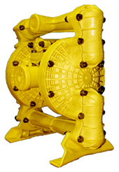 Пневматический диафрагмовый насос из пластмассы - производство, продажа, техническое обслуживание, сервис. Pumps 2000 со шламовыми клапанами Yellow размерностью 1 дюйм